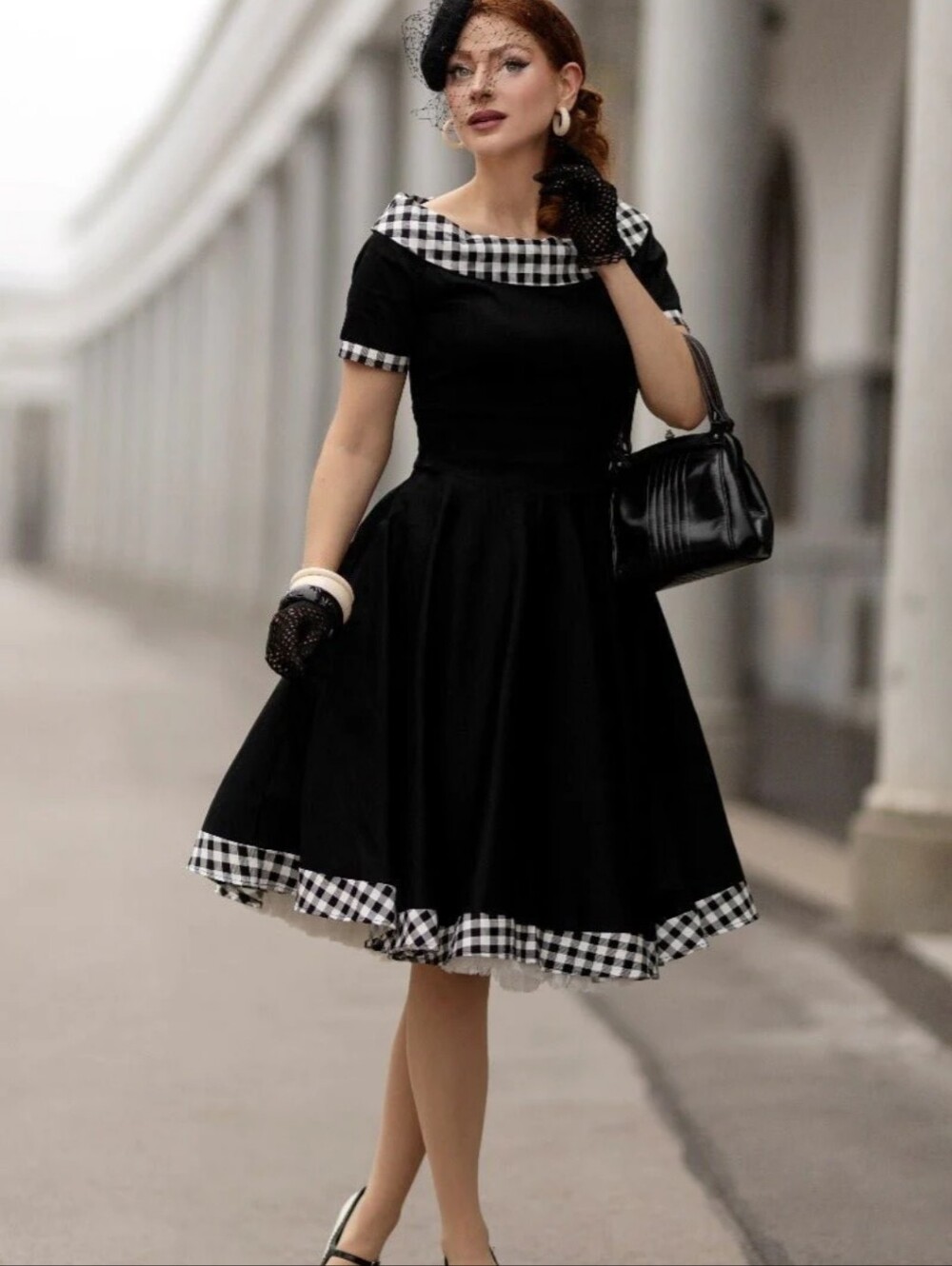 Dolly & Dotty DARLENE Swing Dress Black And White Gingham